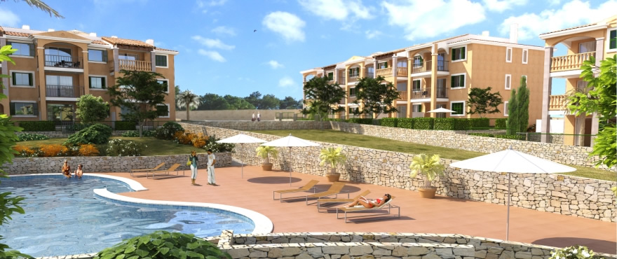 Residencial Cala Magrana, is a new residential complex developed by Taylor Wimpey just 600 m from Cala Anguila beach. The Cala Magrana III residential complex is situated close to the sea and very close to golf courses and the marina of Porto Cristo. It consists of 2 bedroom apartments in a Mallorcan design surrounding a communal garden with a swimming pool. Residencial Cala Magrana, is a new residential complex developed by Taylor Wimpey just 600 m from Cala Anguila beach. The Cala Magrana III residential complex is situated close to the sea and very close to golf courses and the marina of Porto Cristo. It consists of 2 bedroom apartments in a Mallorcan design surrounding a communal garden with a swimming pool.