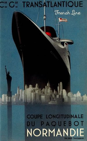 Andre Wilquin (1899-2000) Cover of the longitudinal section of “Normandie” Print, 1935 © Colección Association French Lines Andre Wilquin (1899-2000) Cover of the longitudinal section of “Normandie” Print, 1935 © Colección Association French Lines